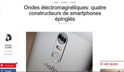"Electromagnetic radiation: Four smartphone manufacturers pinpointed" 01.net