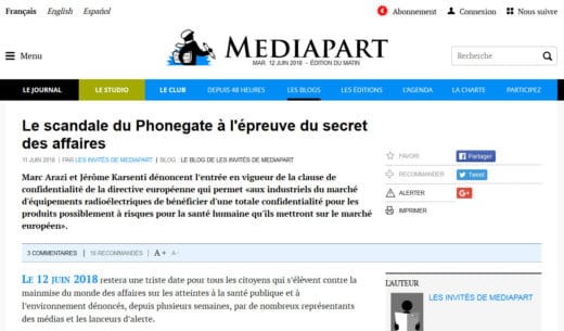 Tribune "Le scandale du Phonegate à l’épreuve du secret des affaires" publiée par Mediapart